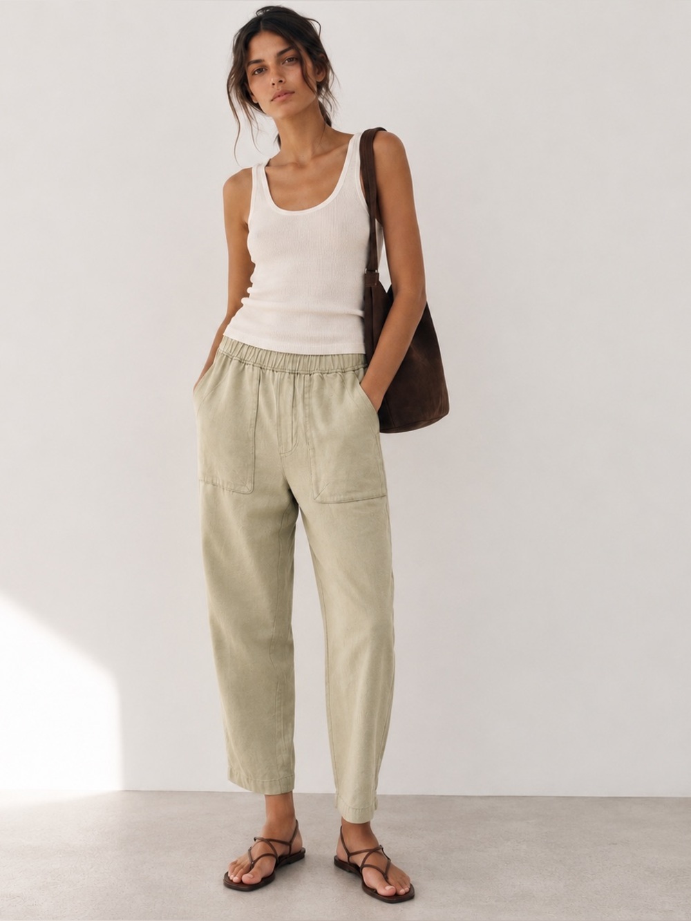 Zara Women’s Olive Pants with large pockets.